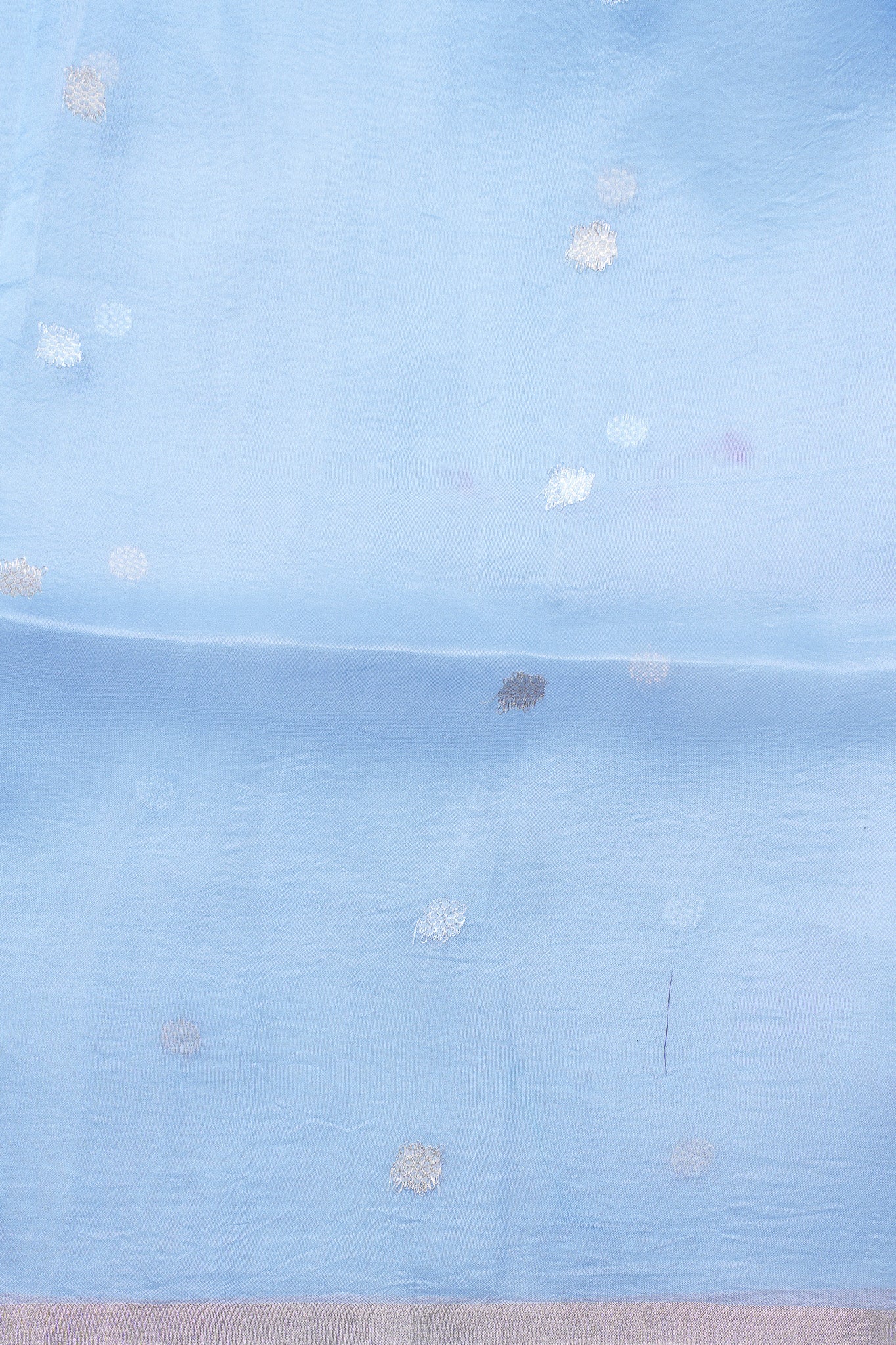 Powder Blue Handloom Kora Aada Rangkat Banarasi Saree