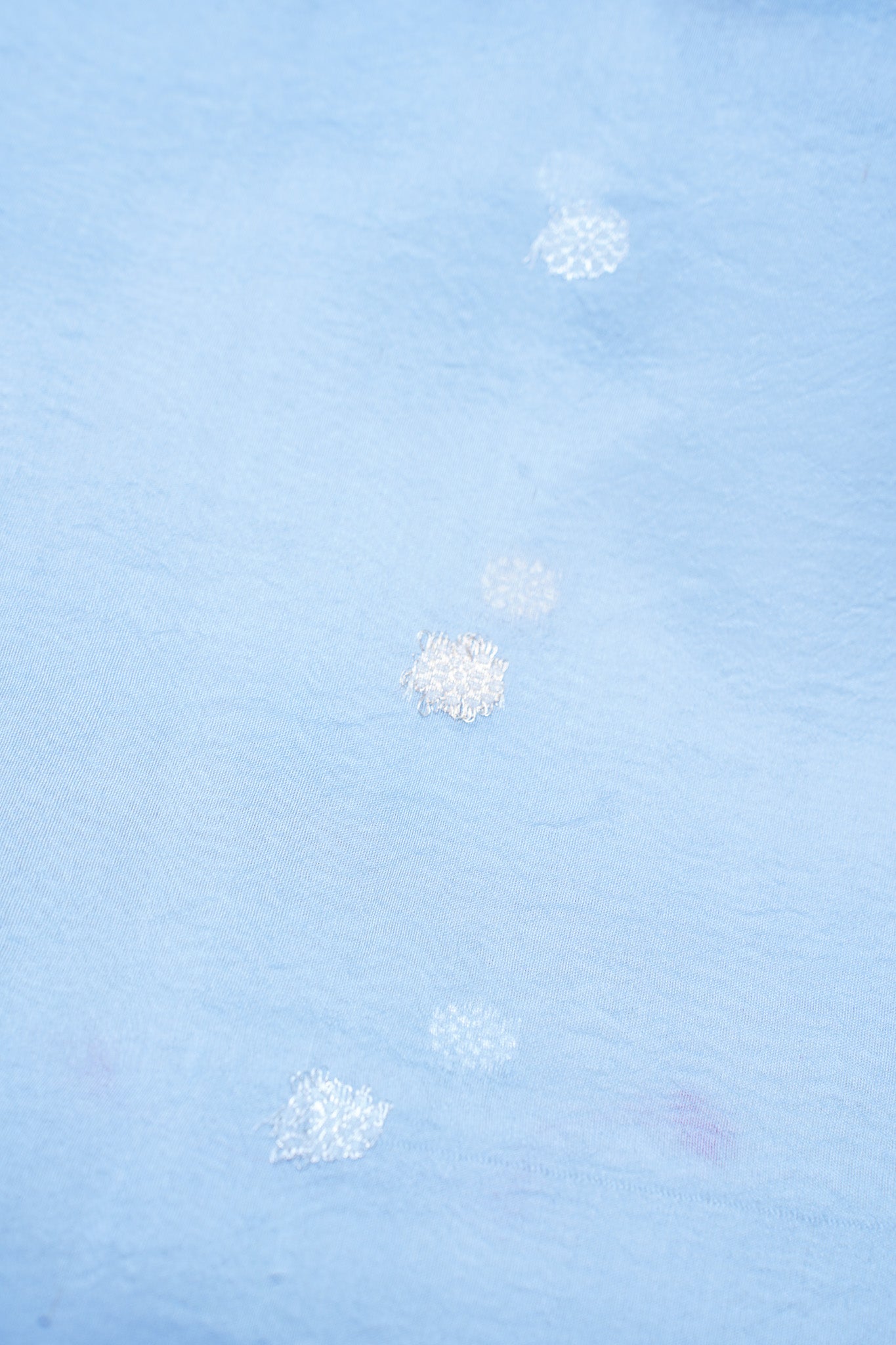 Powder Blue Handloom Kora Aada Rangkat Banarasi Saree