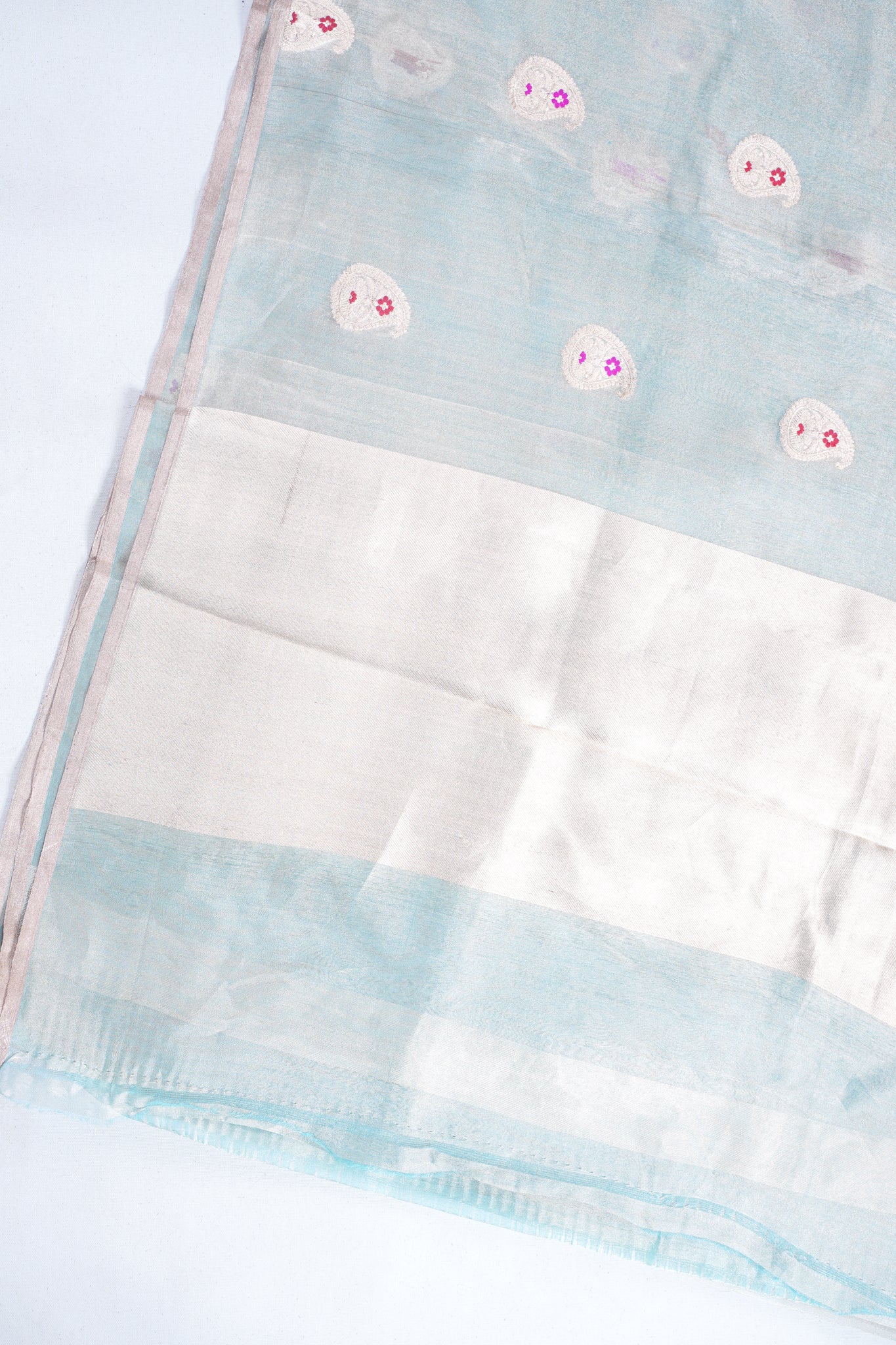 Aqua Pure Tissue Silk Handloom Saree