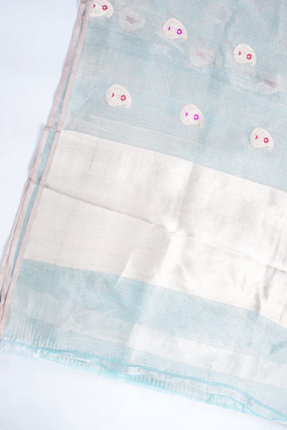 Aqua Pure Tissue Silk Handloom Saree