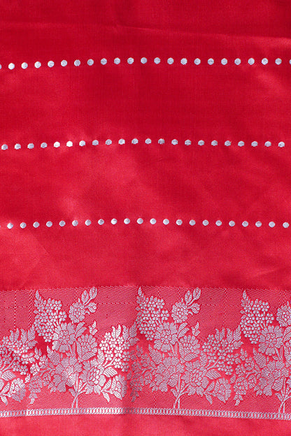 Ruby Red Handloom Mashru Silk Banarasi Saree