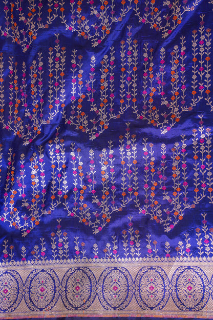 Royal Blue Banarasi Pure Katan Silk Minakari Jaal Saree