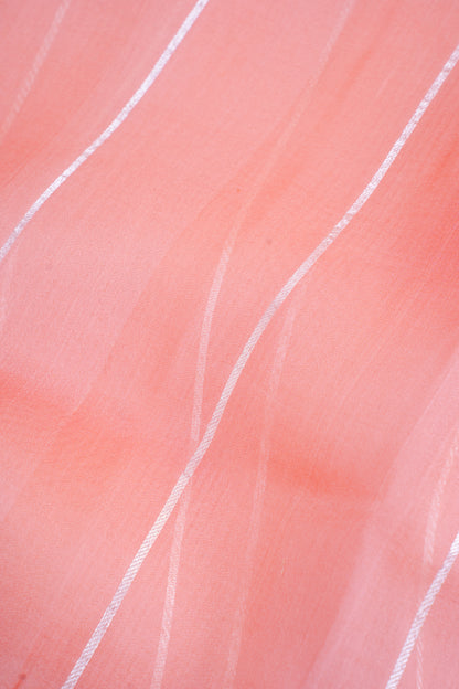 Blush Coral Pure Kora Organza Silk Handloom Saree