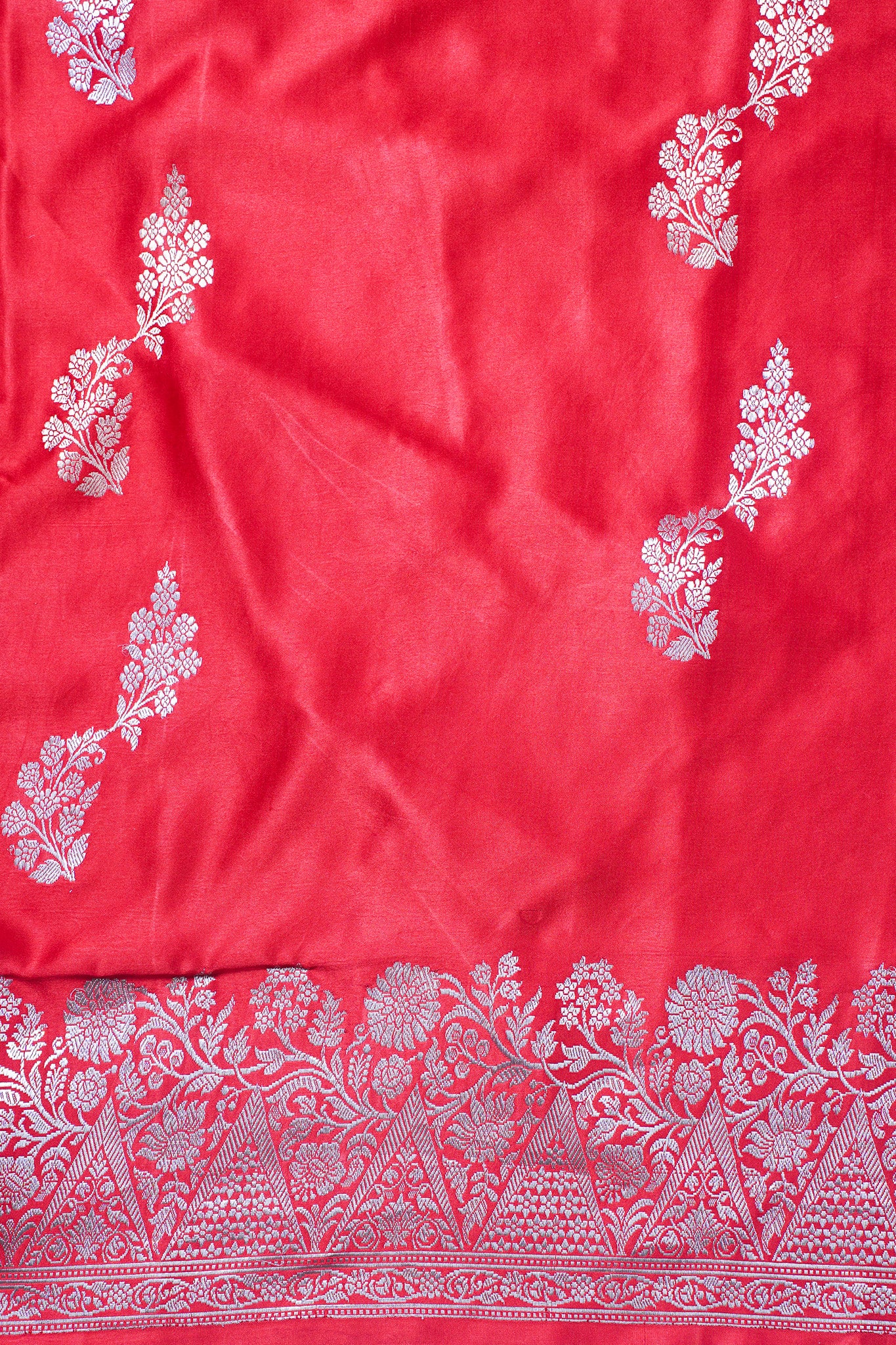 Ruby Red Handloom Mashru Silk Banarasi Saree