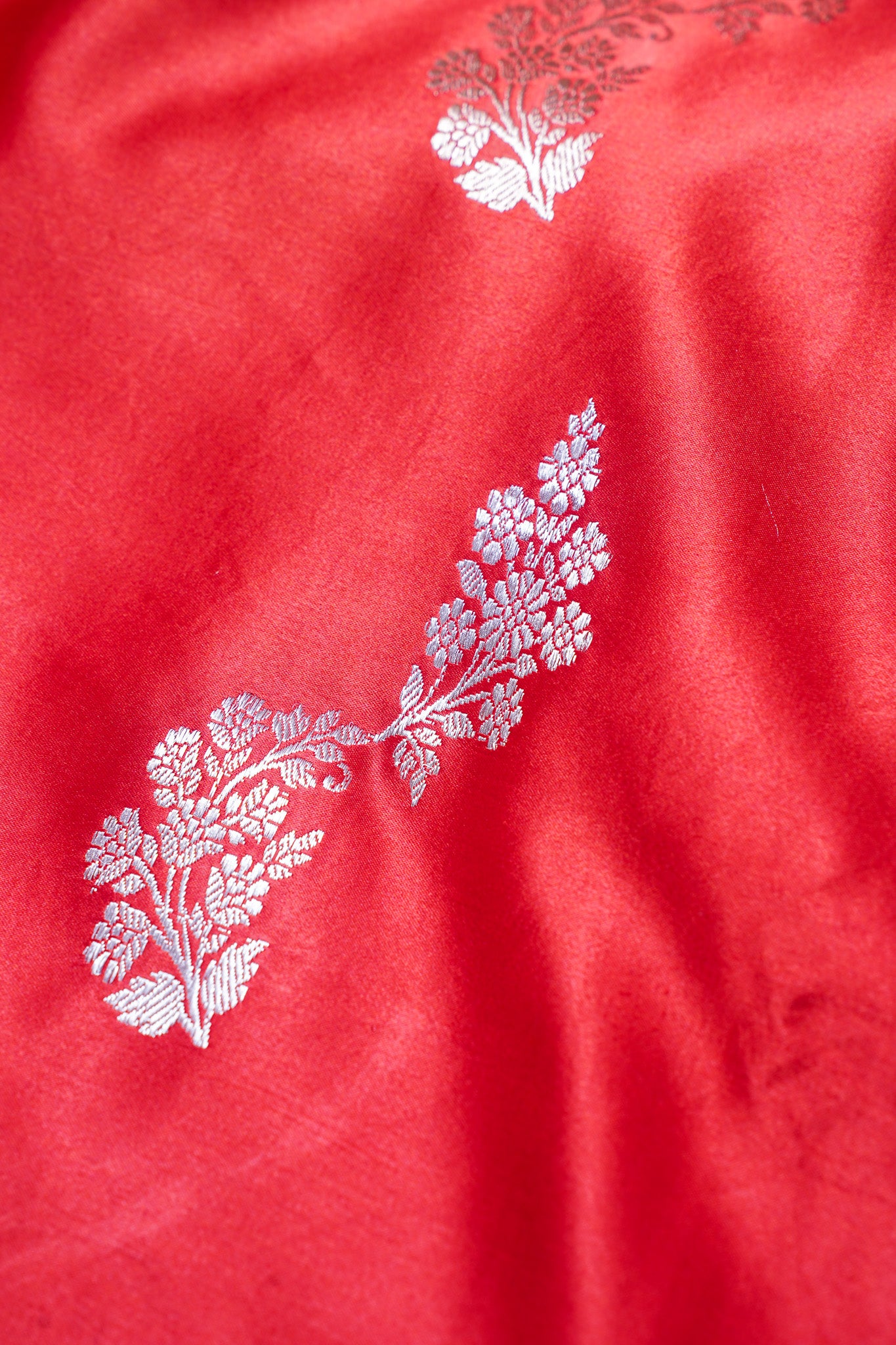 Ruby Red Handloom Mashru Silk Banarasi Saree
