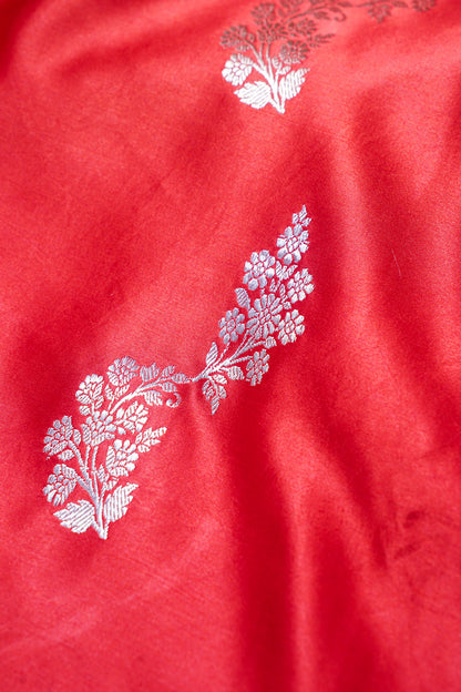 Ruby Red Handloom Mashru Silk Banarasi Saree