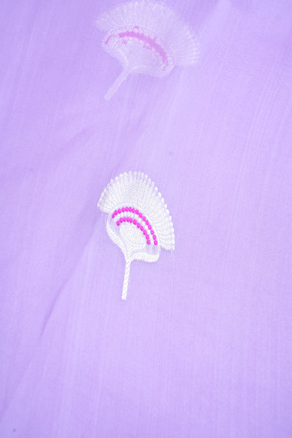 Lavender Pure Kora Organza Silk Handloom Saree