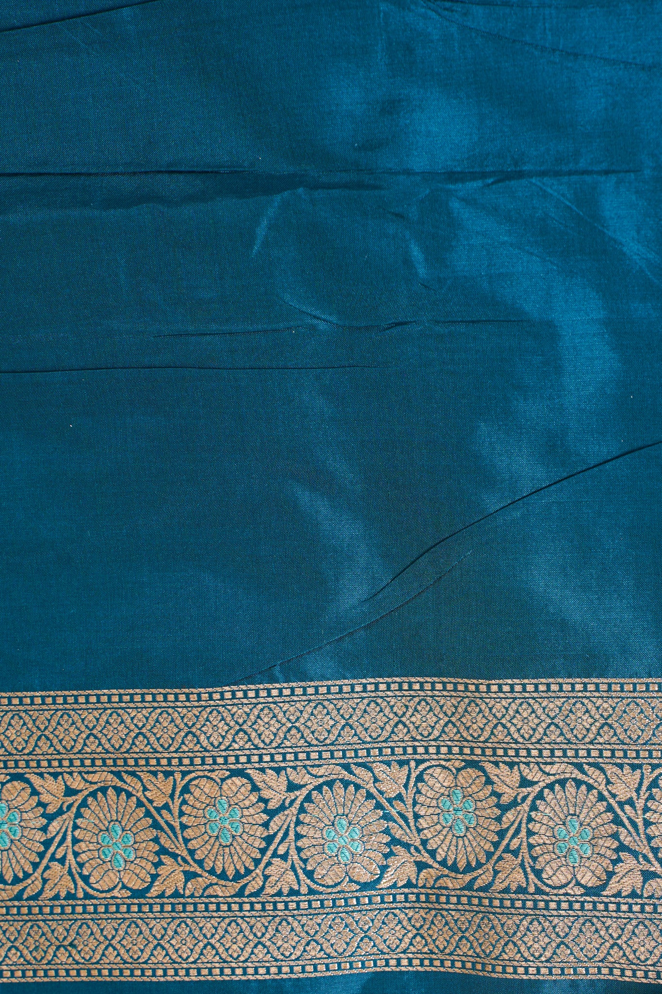 Teal Blue Banarasi Pure Katan Silk Minakari Jaal Saree