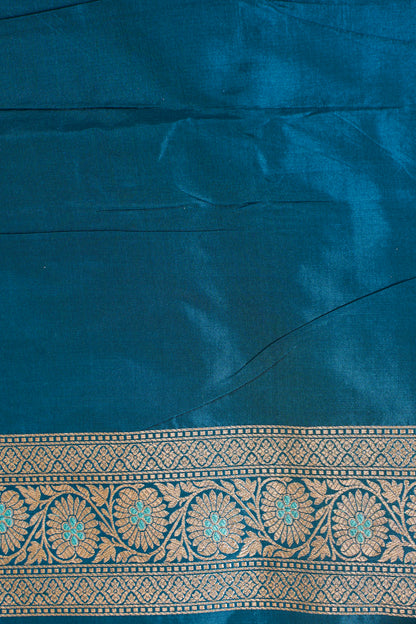 Teal Blue Banarasi Pure Katan Silk Minakari Jaal Saree