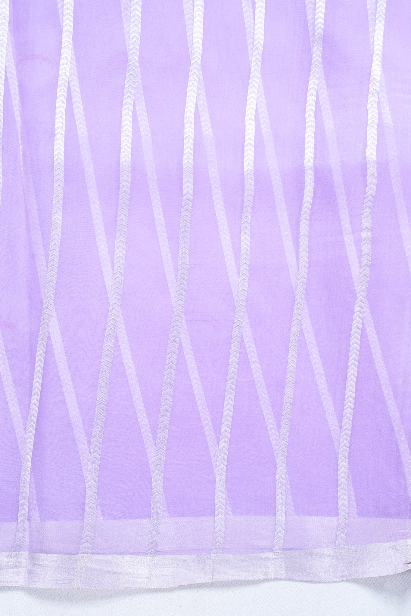 Lavender Pure Kora Organza Silk Handloom Saree