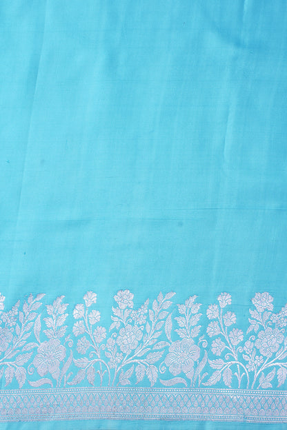 Sky Blue Handloom Mashru Silk Banarasi Saree