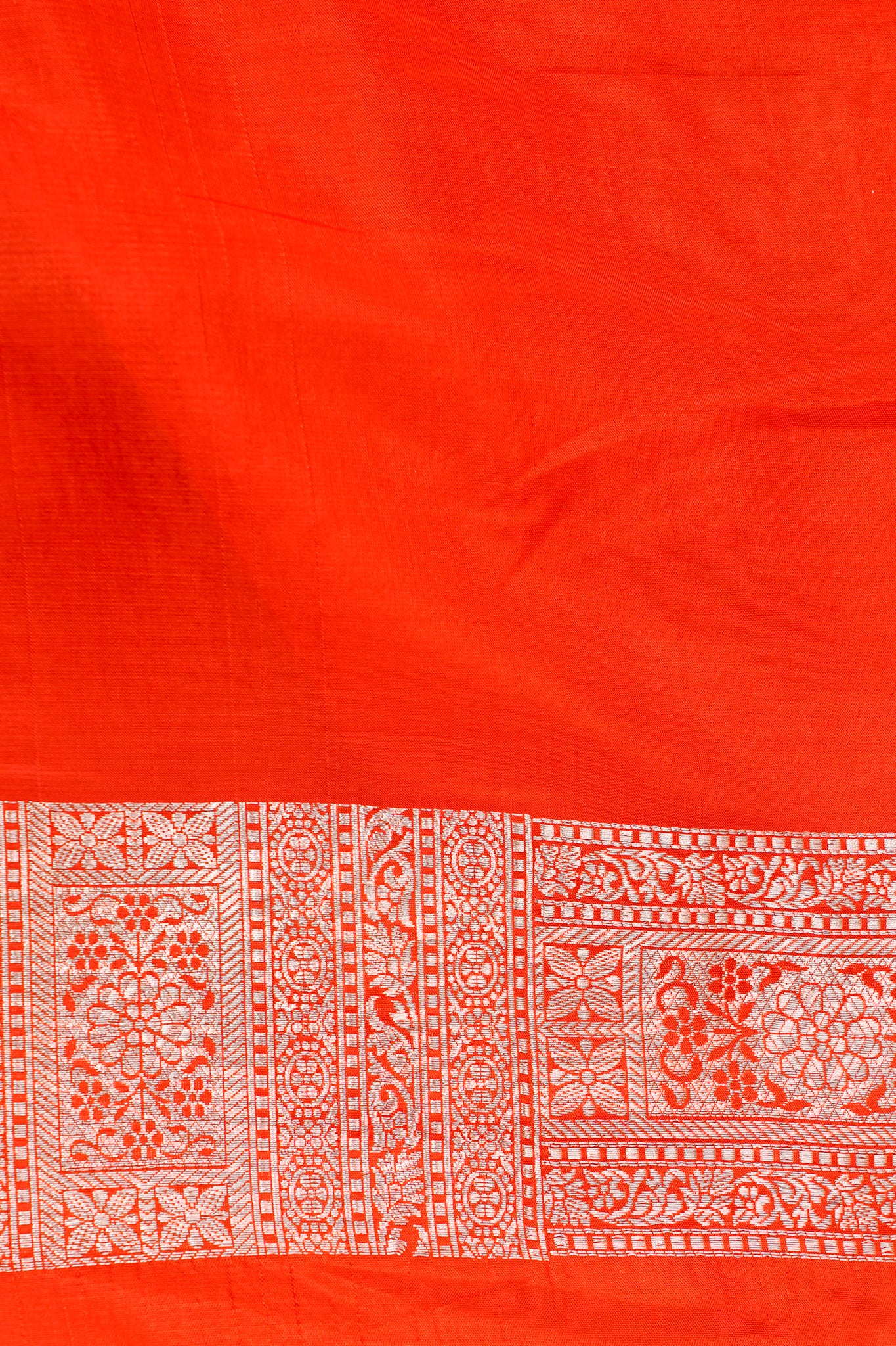 Orange Banarasi Pure Katan Silk Jaal Saree
