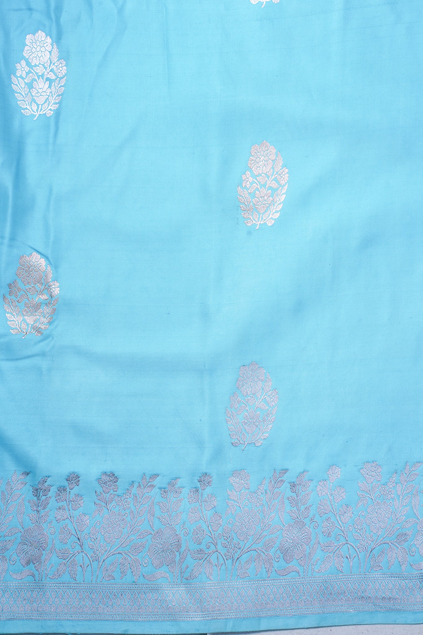 Sky Blue Handloom Mashru Silk Banarasi Saree