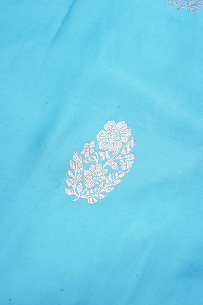 Sky Blue Handloom Mashru Silk Banarasi Saree