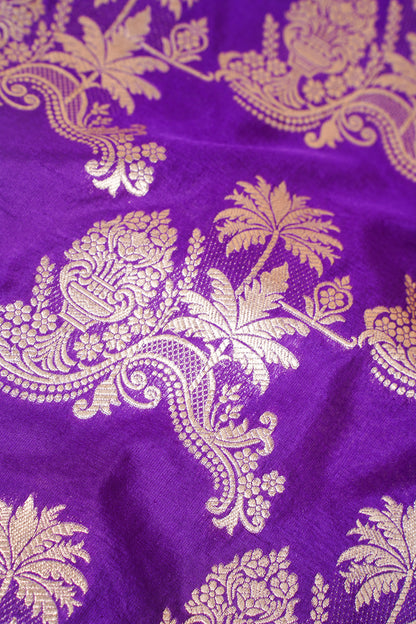 Purple Banarasi Pure Katan Silk Jaal Saree