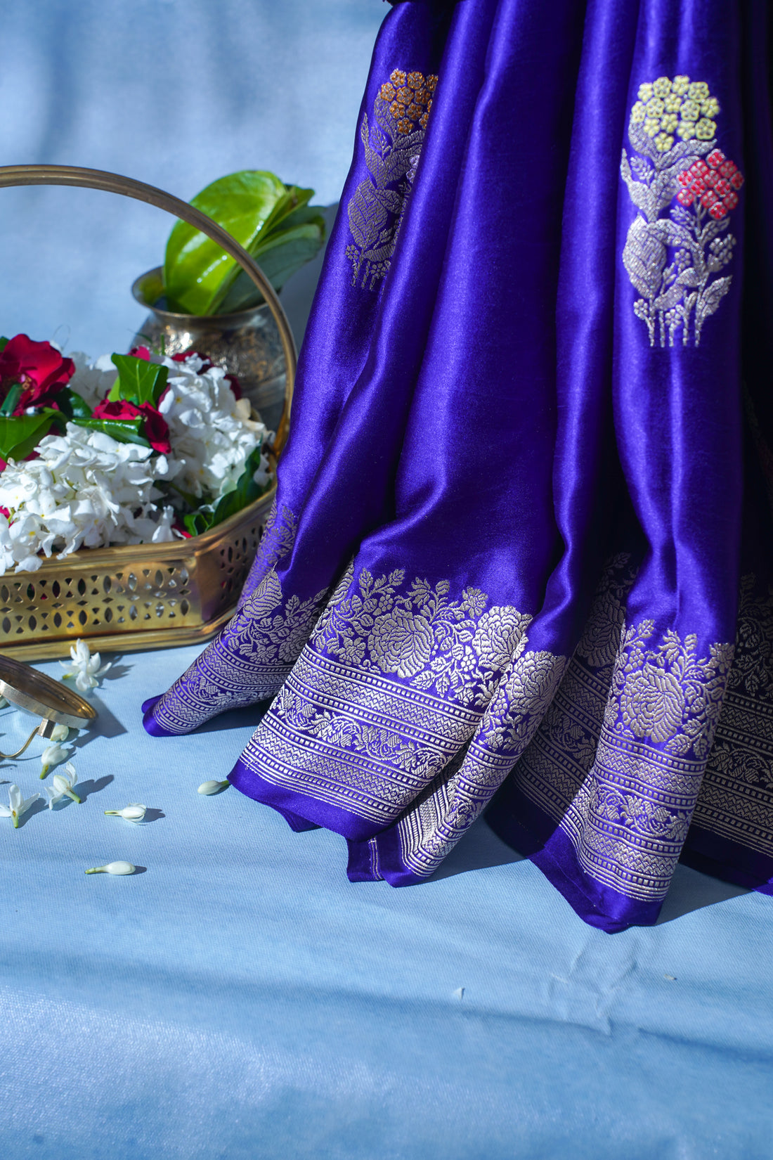 Royal Blue Pure Mashru Silk Handwoven Saree
