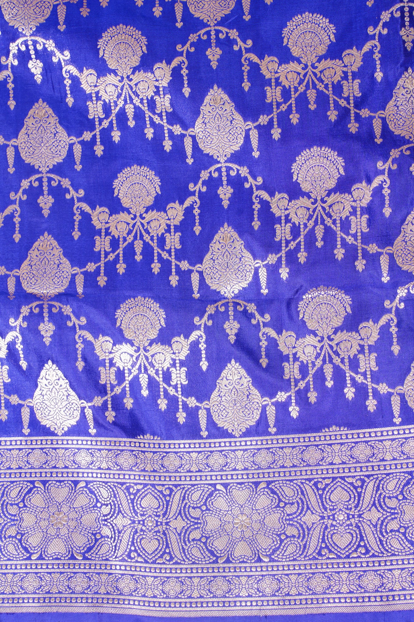 Royal Blue Banarasi Pure Katan Silk Jaal Saree
