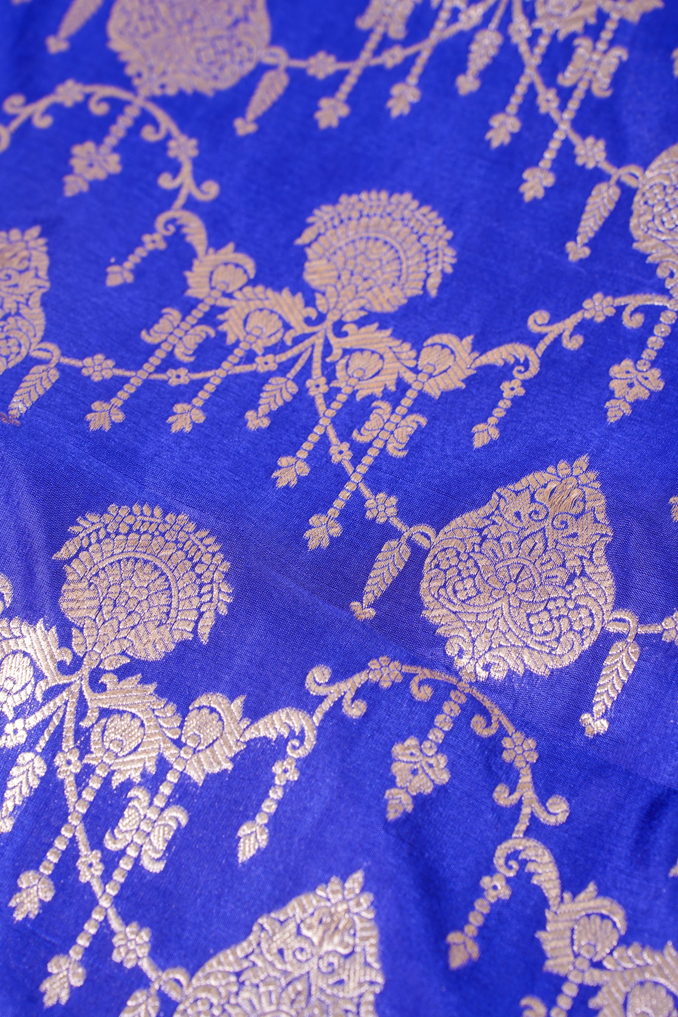 Royal Blue Banarasi Pure Katan Silk Jaal Saree