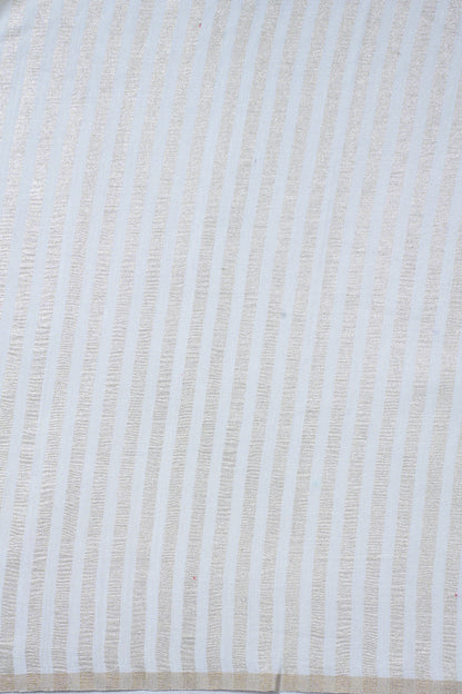 Ivory White Handloom Pure Silk Banarasi Saree