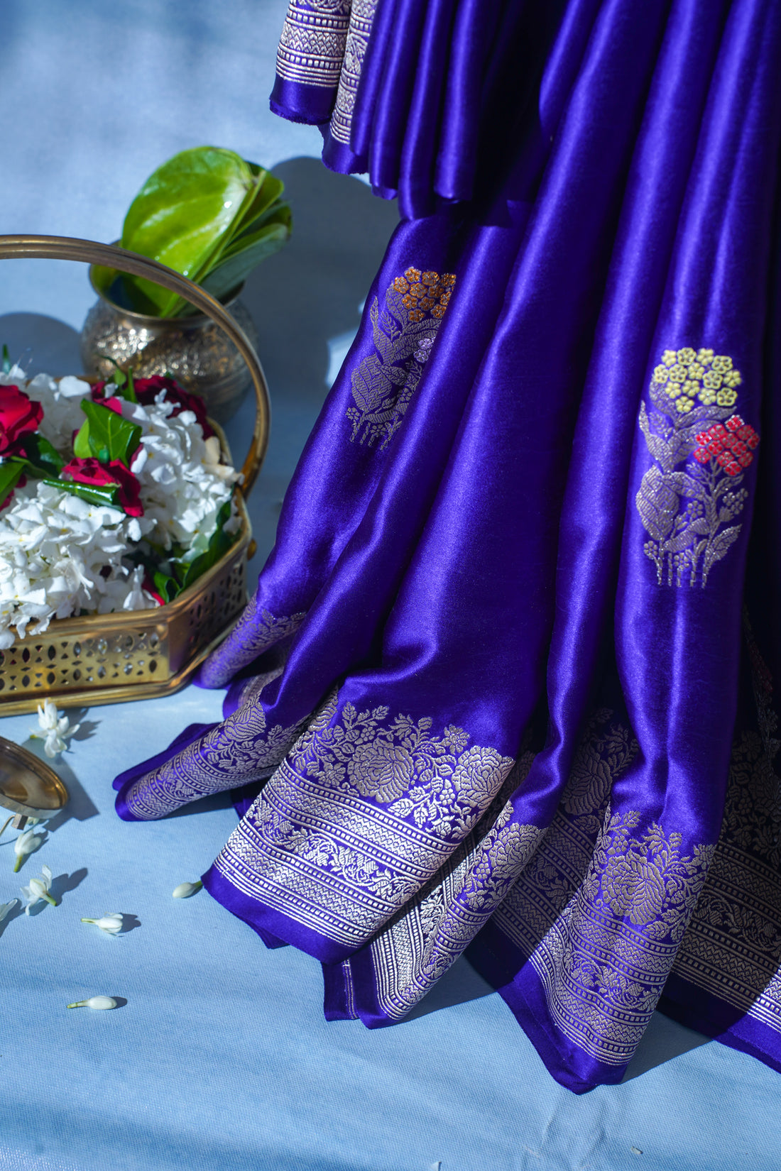 Royal Blue Pure Mashru Silk Handwoven Saree