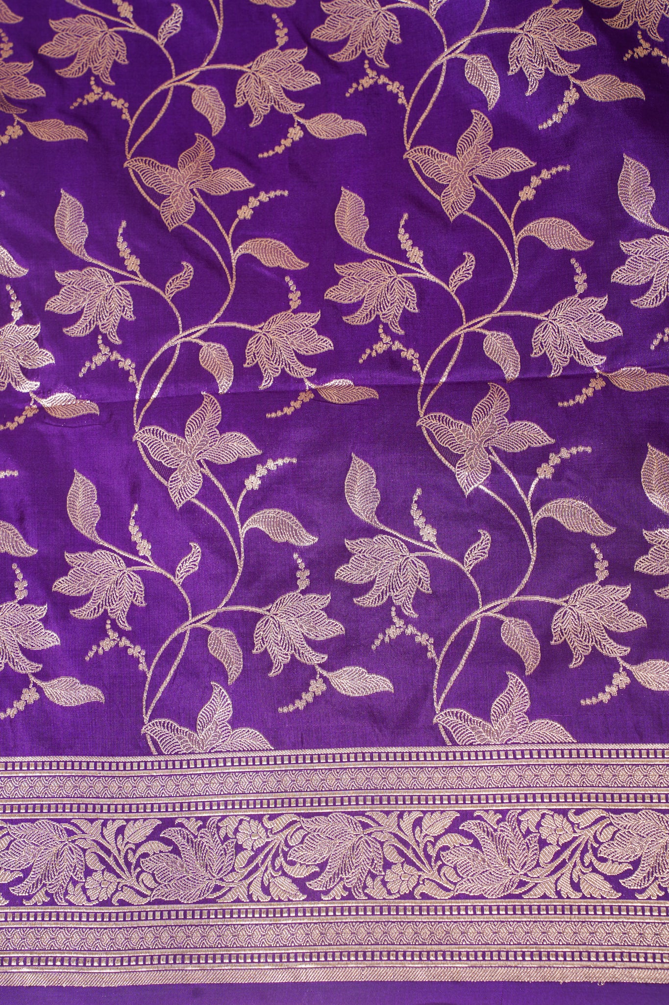 Purple Banarasi Pure Katan Silk Jaal Saree