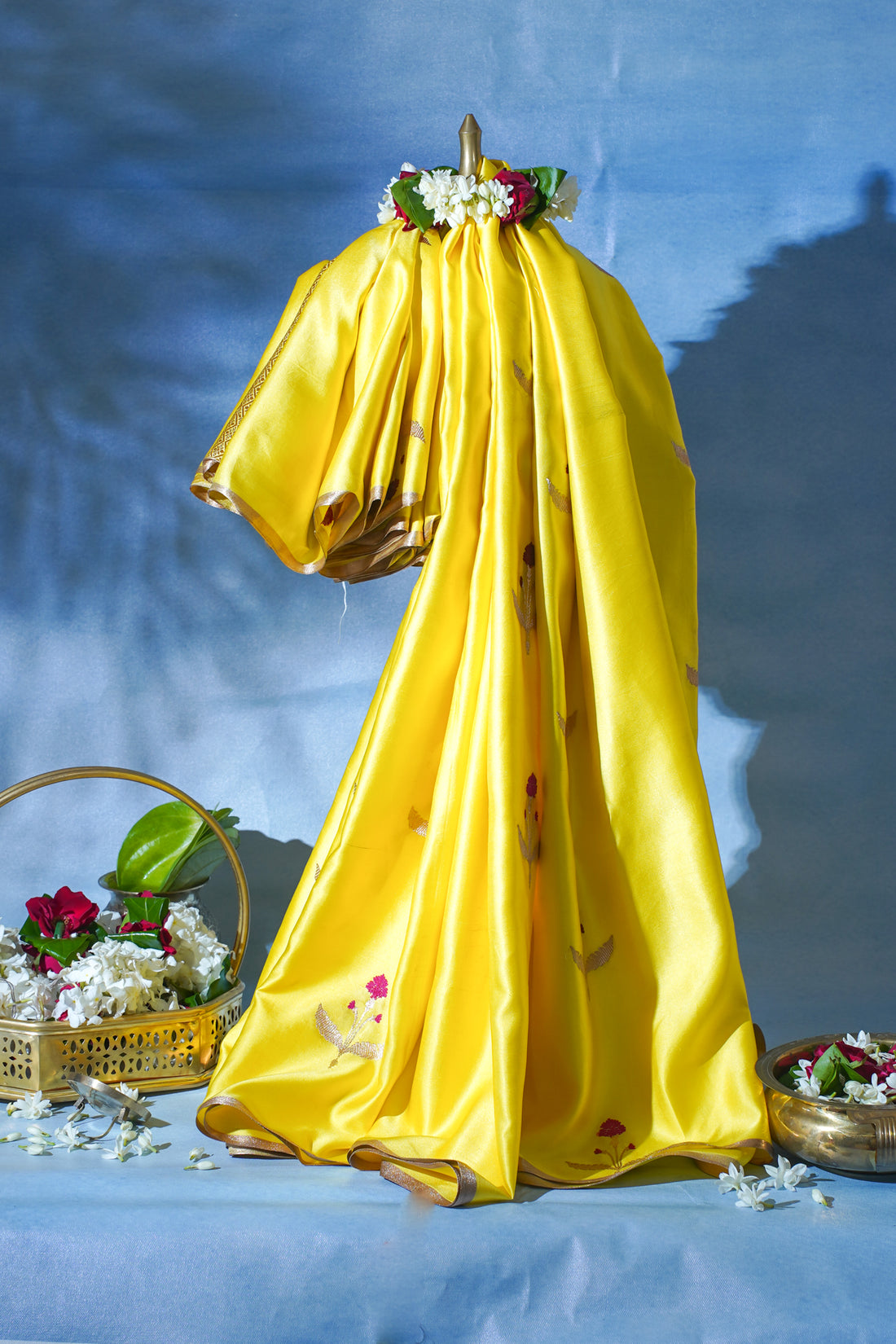 Sunlit Yellow Pure Mashru Silk Handwoven Saree
