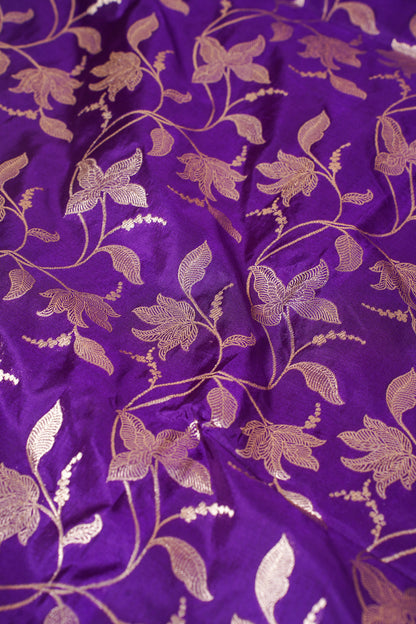 Purple Banarasi Pure Katan Silk Jaal Saree