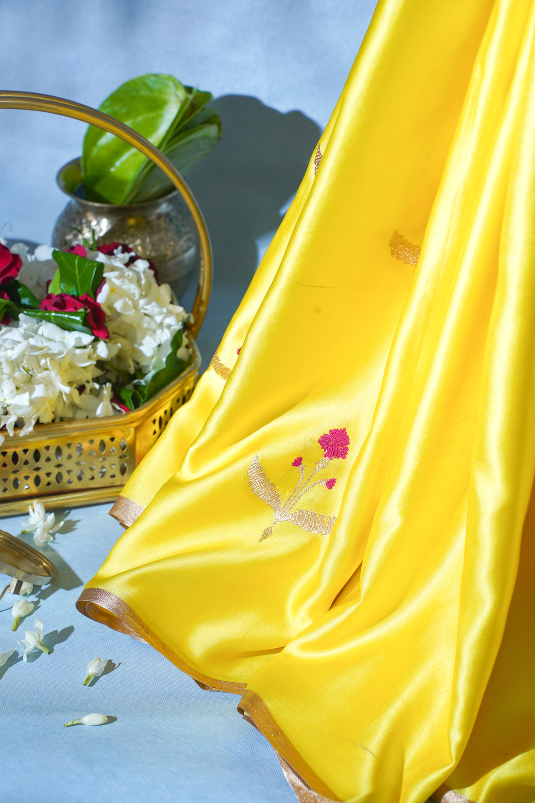 Sunlit Yellow Pure Mashru Silk Handwoven Saree