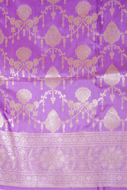 Lavender Banarasi Pure Katan Silk Jaal Saree