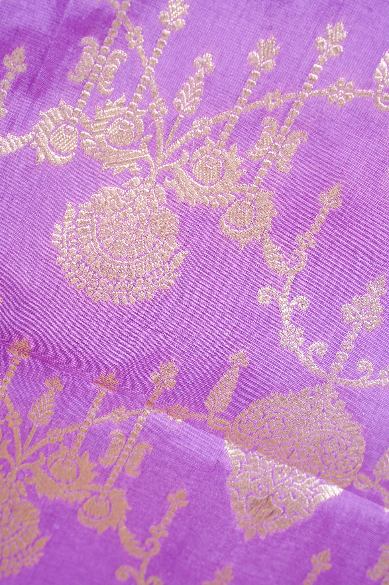Lavender Banarasi Pure Katan Silk Jaal Saree