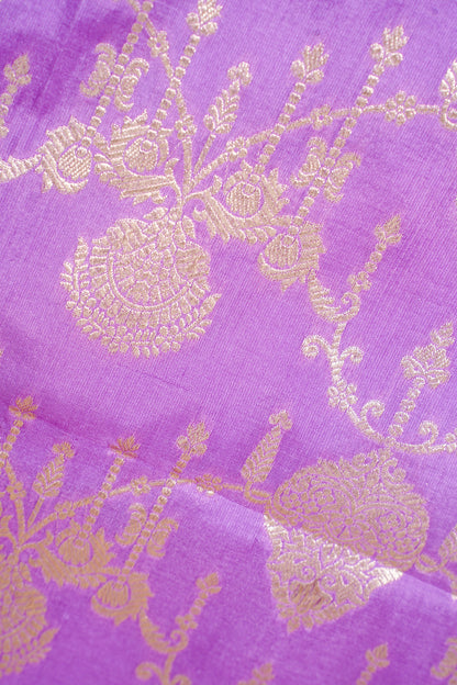 Lavender Banarasi Pure Katan Silk Jaal Saree