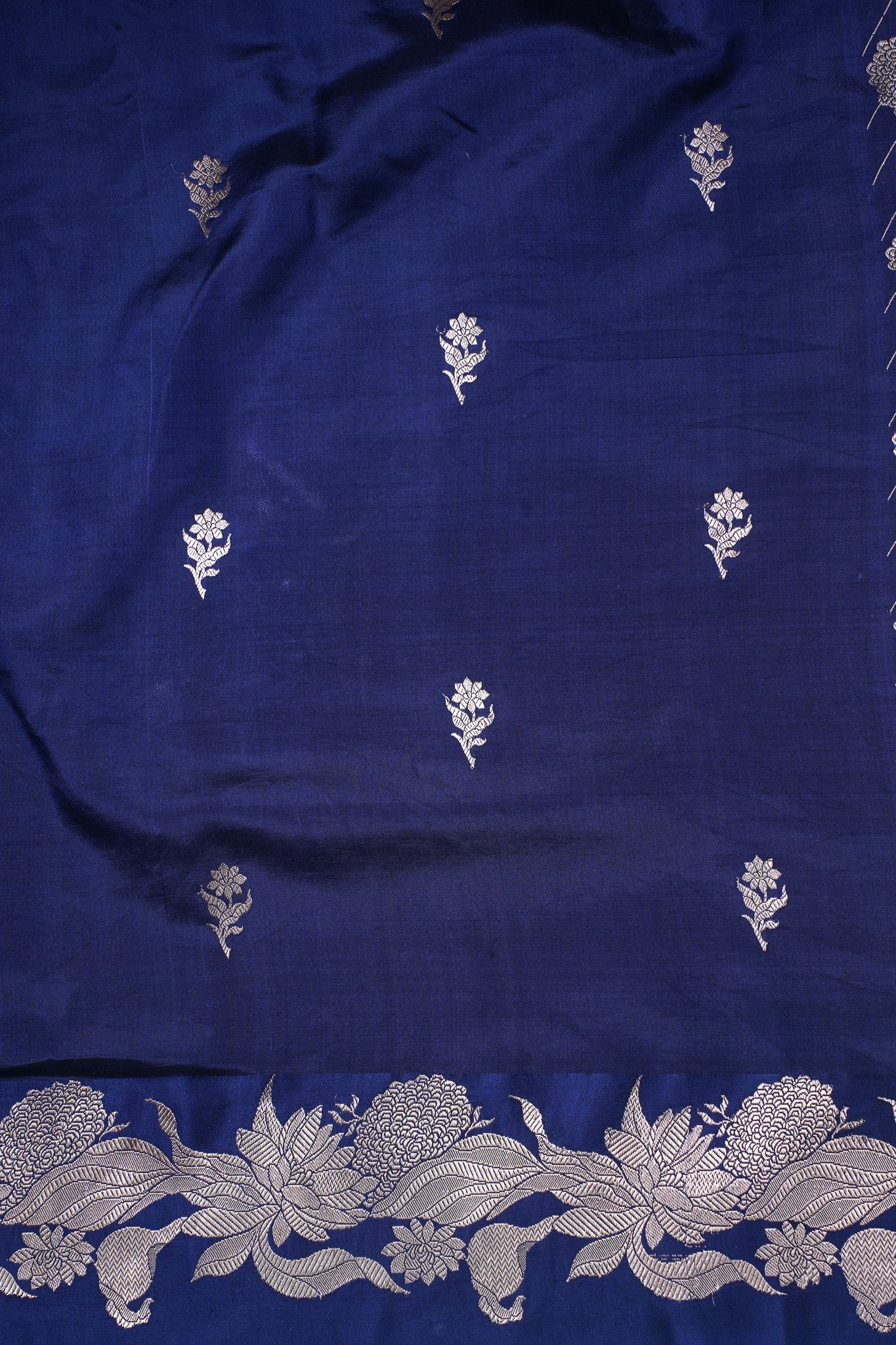 Royal Blue Handloom Pure Silk Banarasi Saree