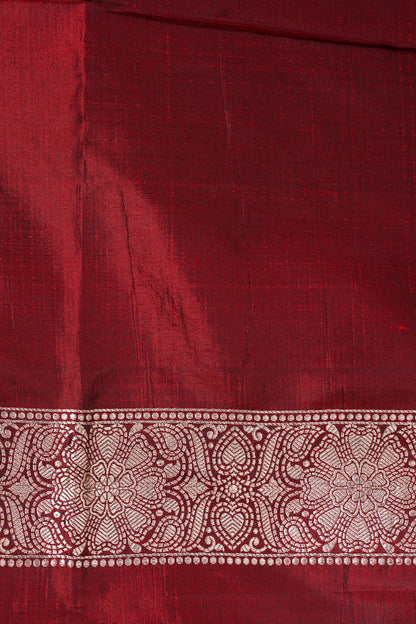 Maroon Banarasi Pure Katan Silk Jaal Saree