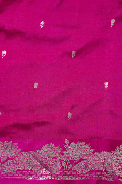 Rani Pink Handloom Pure Silk Banarasi Saree