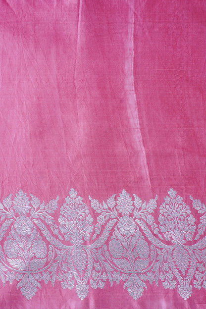 Rose Pink Handloom Mashru Silk Banarasi Saree