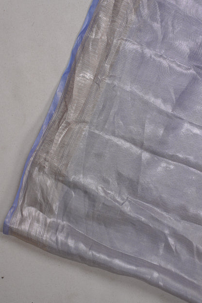 Pure Tissue Molten Gold Handwoven Saree with Sapphire Blue Border &amp; Pallu