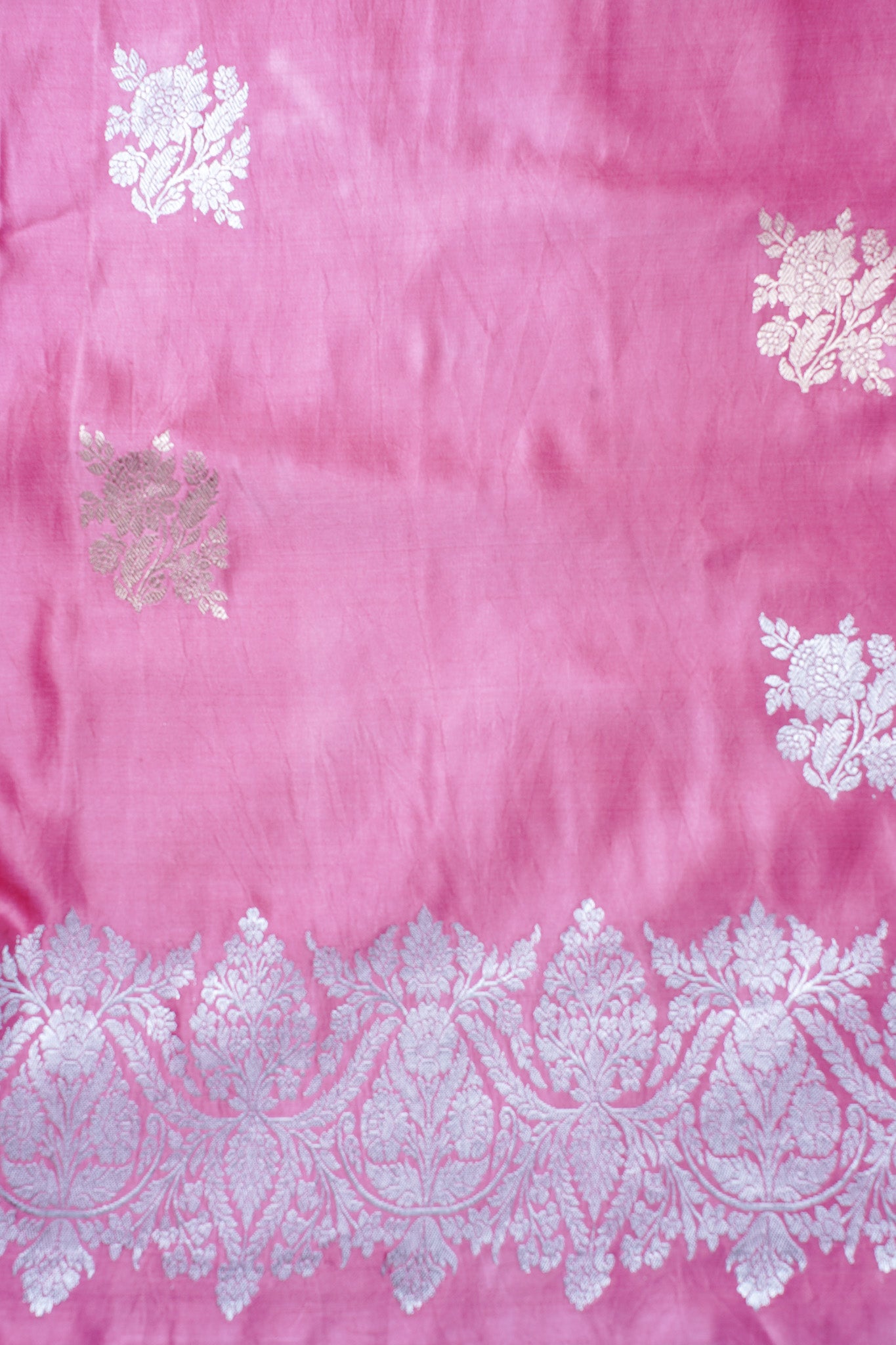 Rose Pink Handloom Mashru Silk Banarasi Saree