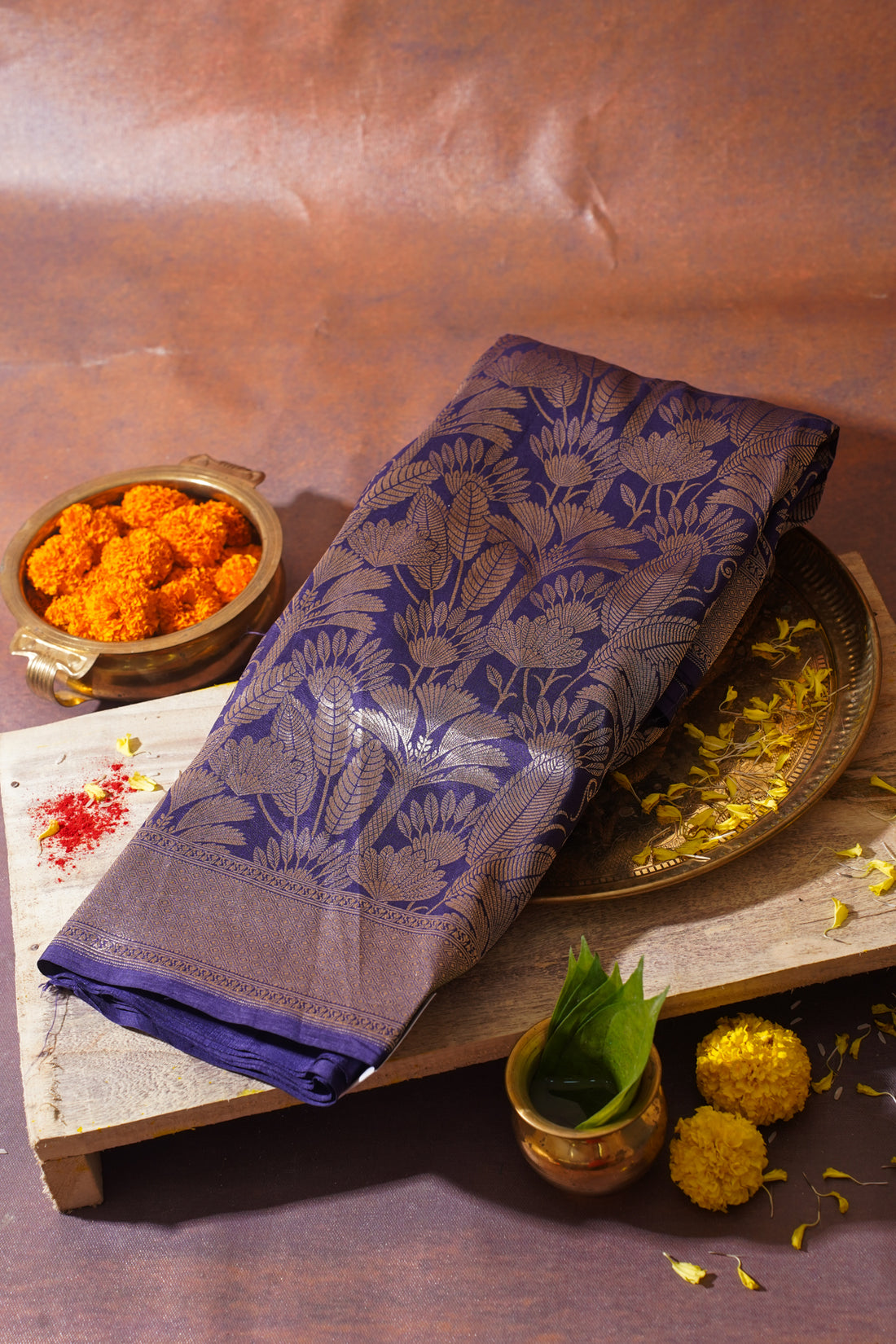 Royal Blue Banarasi Pure Brocade Saree