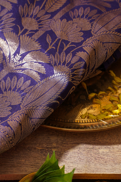Royal Blue Banarasi Pure Brocade Saree