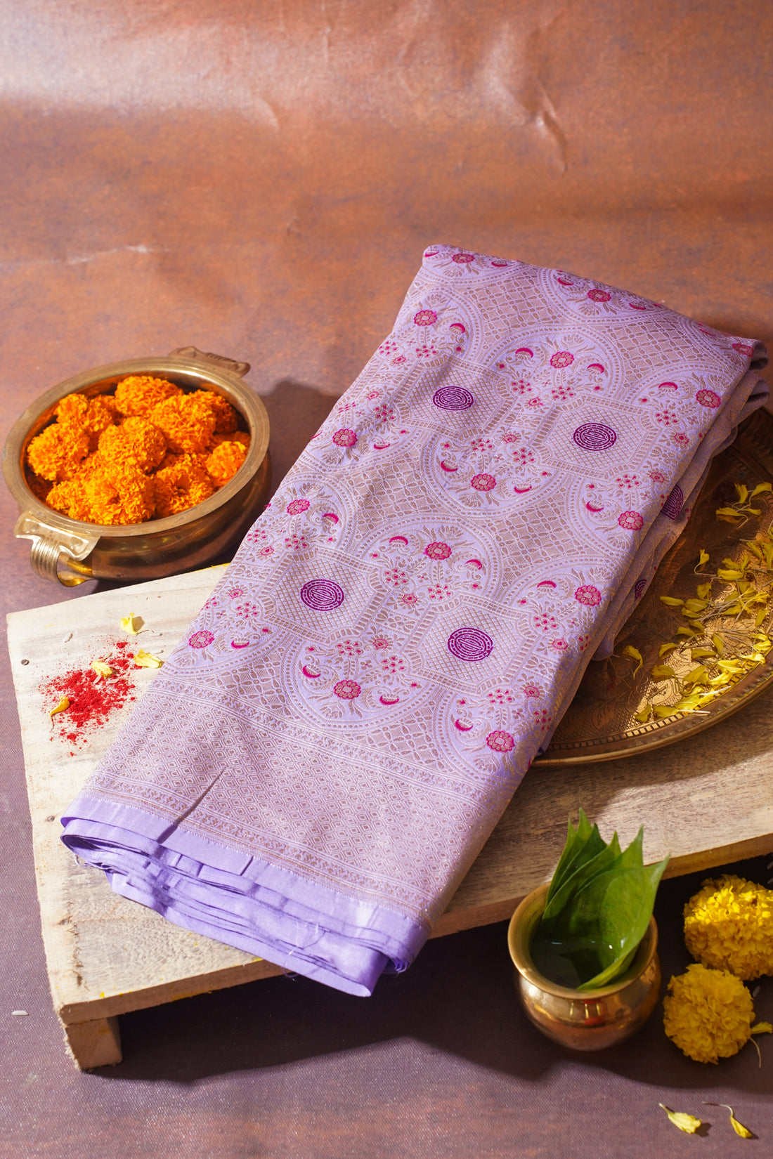 Lavender Banarasi Pure Katan Silk Minakari Brocade Saree