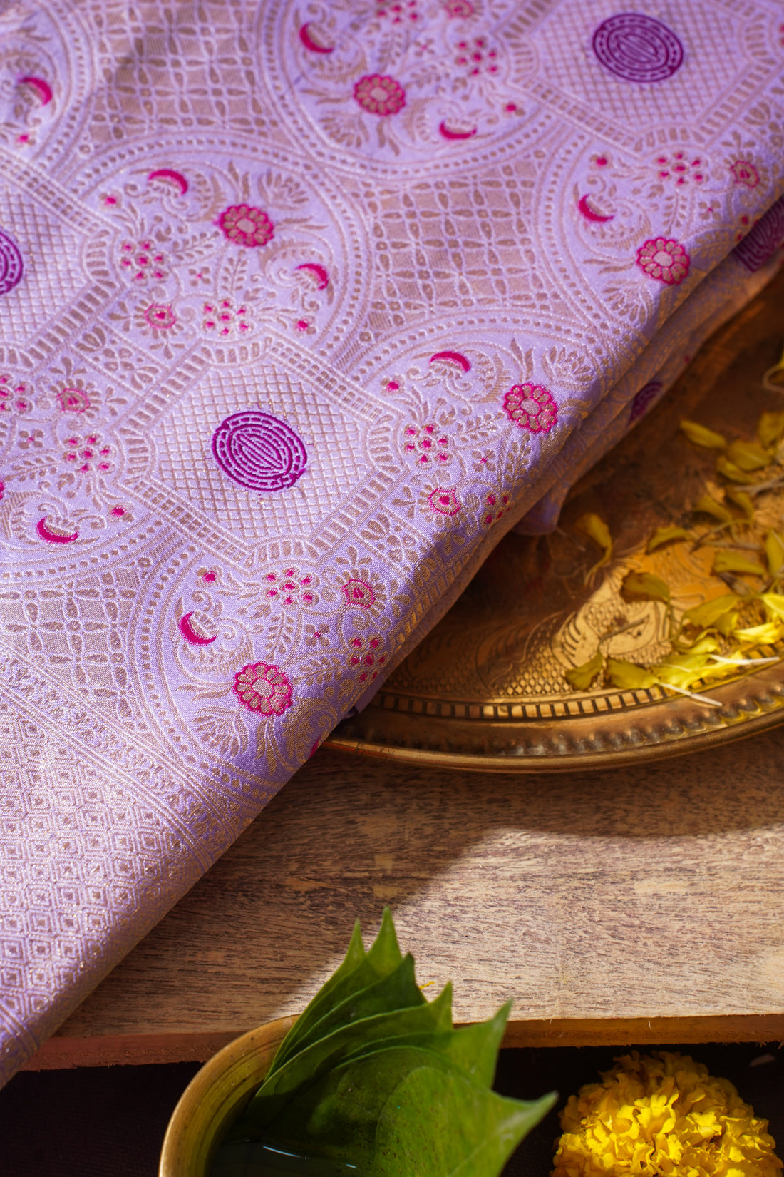 Lavender Banarasi Pure Katan Silk Minakari Brocade Saree