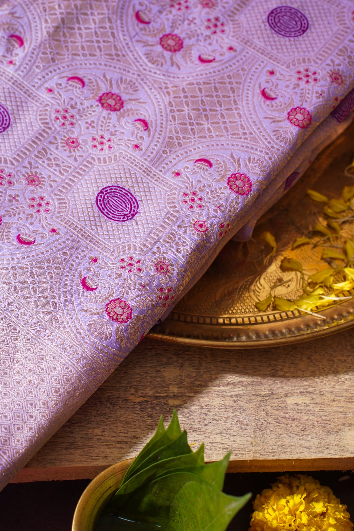 Lavender Banarasi Pure Katan Silk Minakari Brocade Saree