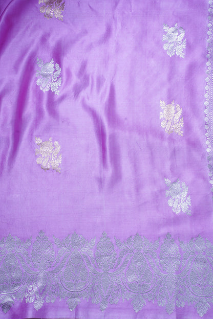 Lavender Handloom Mashru Silk Banarasi Saree