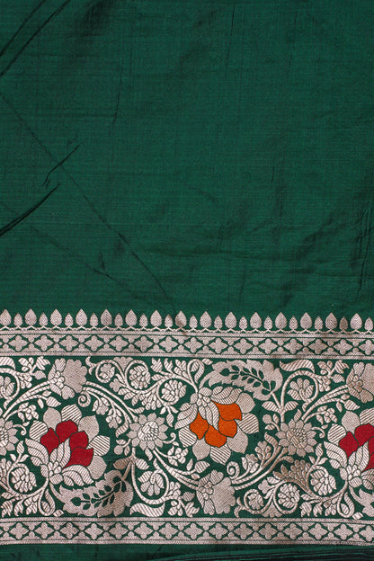 Emerald Green Banarasi Pure Katan Silk Minakari Jaal Saree