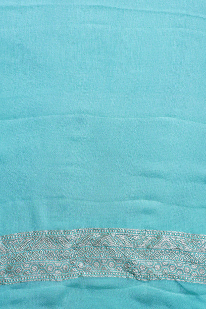 Pastel Pink Pure Khaddi Georgette Brocade Banarasi Saree