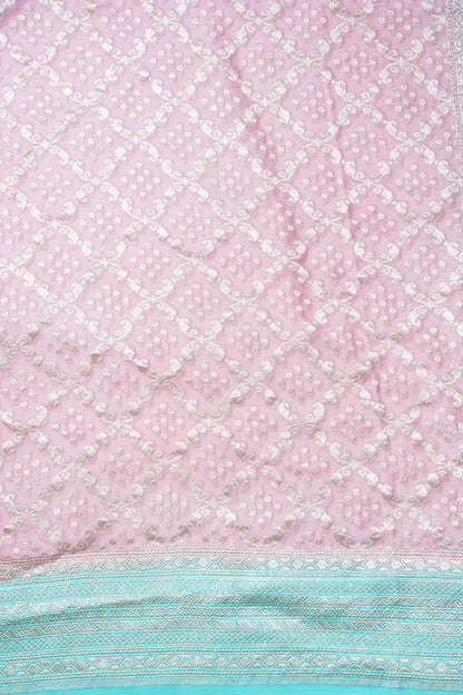 Pastel Pink Pure Khaddi Georgette Brocade Banarasi Saree