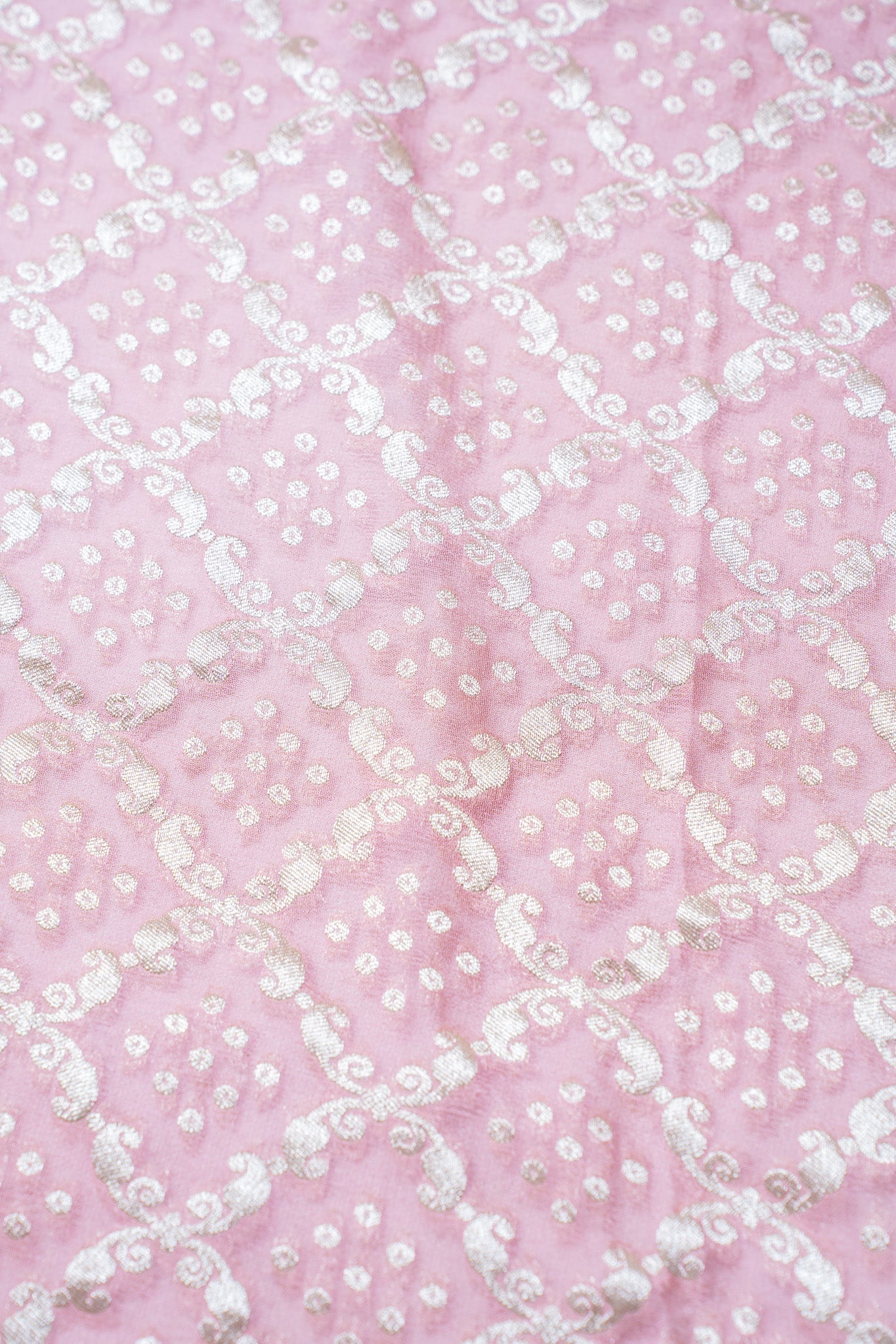 Pastel Pink Pure Khaddi Georgette Brocade Banarasi Saree