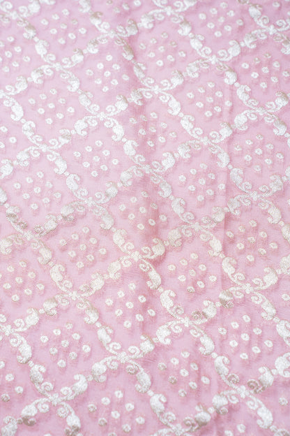 Pastel Pink Pure Khaddi Georgette Brocade Banarasi Saree