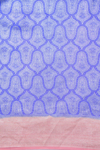 Royal Blue Pure Khaddi Georgette Brocade Banarasi Saree