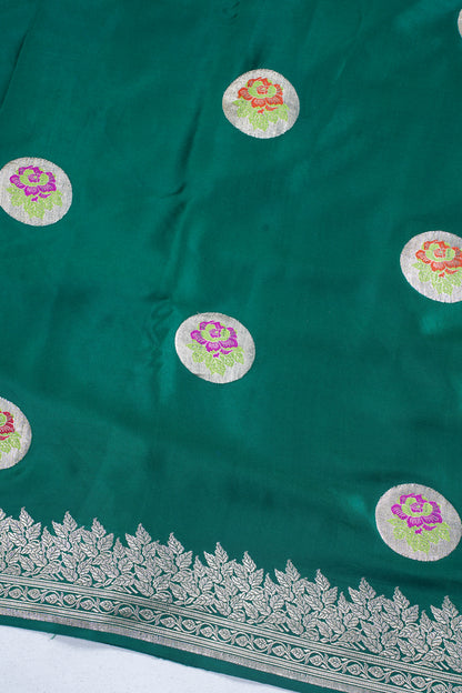 Emerald Green Pure Mashru Silk Handwoven Saree